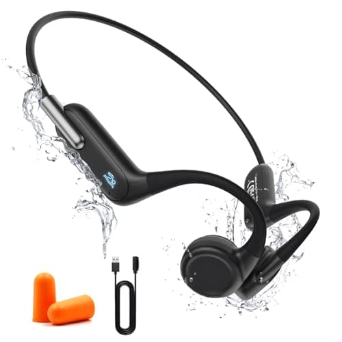 Casque Conduction Osseuse, Ecouteur Waterproof Natation À Bluetooth 5.3, Mémoire MP3 32G Intégrée, Ecouteur Piscine pour Sport,Running,Bain,Batterie magnétique étanche,IPX8 pleine colle imperméable,