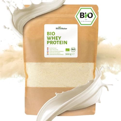 RheinNatur BIO Whey Protein Powder 900g - Poudre de protéine naturelle et sans goût pour le renforcement musculaire ...