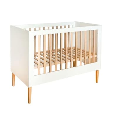 ATB Barreau Lit Bebe Evolutif 120x60 - Berceau Bébé Blanc 60x120 - Chambre Bebe Complete - Lit Cododo et Mobilier pour Enfants - Lits Évolutifs et Parapluies à Niveaux - Lits Bébé