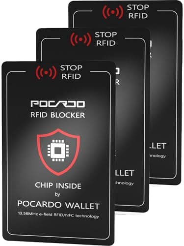 POCARDO Lot de 3 cartes de blindage RFID sécurisées - Protection des cartes de crédit - Cartes de blocage pour portefeuille fin, étui à cartes, porte-monnaie, carte de protection NFC, Noir ,