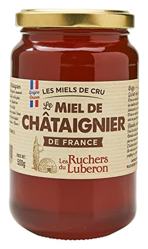 Les Ruchers du Luberon - Miel de Châtaignier 500 g - Miel de Cru Francais - Naturel - Non Filtré - Naturellement Cristallisé