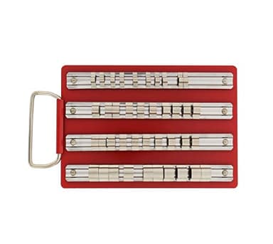 Chiloskit Organiseur de douilles en acier avec rail de rangement et clips pour douilles de 1/2", 1/4" et 3/8"