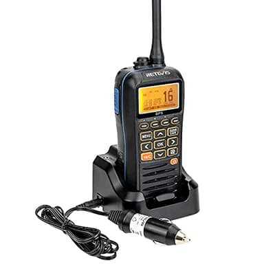 Retevis RM40 Talkie Walkie Marine, IP67 Imperméables Professionnels DSC Marine Radio, VHF Marine Portable Flottant avec GPS, Émetteurs-récepteurs pour Sauvetage, Garde Côtière (Noir, 1Pcs)