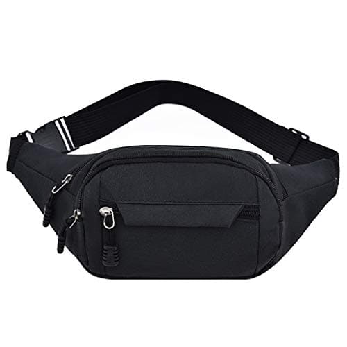 Sac Banane Femme & Homme Pas Cher Soldes Sacoche Ville Imperméable Unisexe à Effet Holographique Femme Chic Brillant Sac à la Taille pourd'entraînement en Plein air Randonnée Camping (Le Noir)