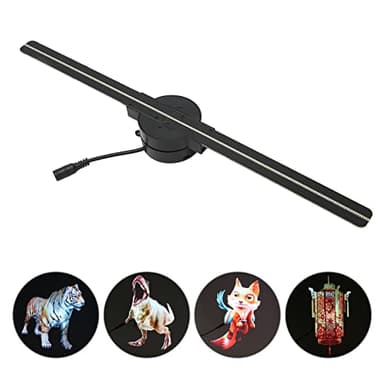 Ventilateur D'hologramme 3D, Projecteur WiFi 16,5 Pouces 2000x224 avec 224 Perles LED, Affichage Publicitaire de Table, Contrôle par Application, pour Halloween, Magasin (Prise UE)
