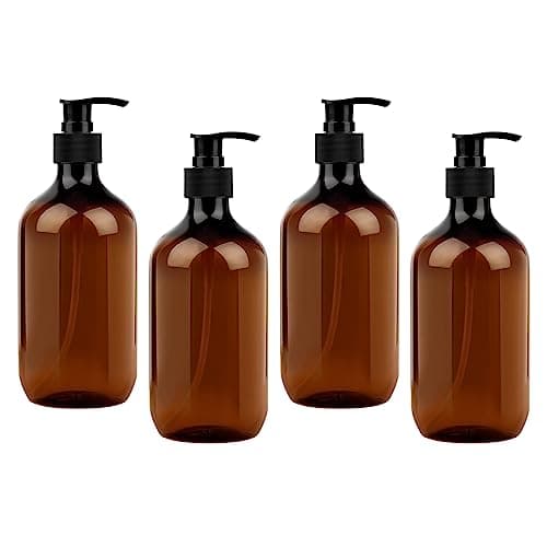MXTIMWAN 4 Pièces Bouteille Shampoing Vide, Distributeur de Savon 500 ML, Distributeur Gel Douche en Pet pour Savons, Lotions, Détergents, Liquide