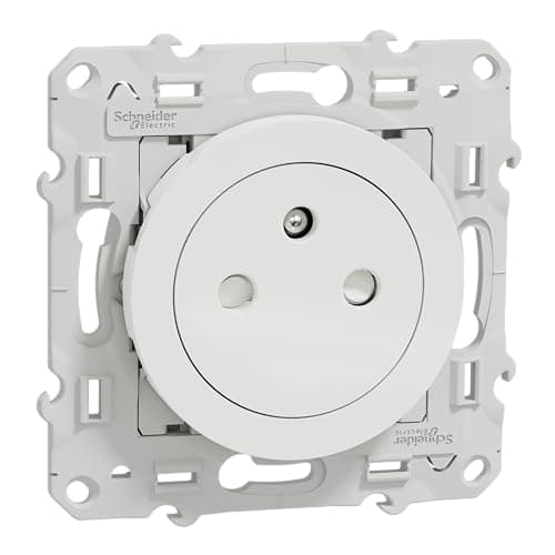 Schneider Electric - Odace, Prise de courant 2P+T affleurante, 16 A, connexion rapide, Blanc Odace - prise de courant 2P+T affleurante - blanc - connexion rapide - S520052