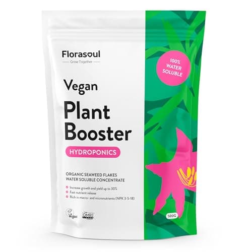 Florasoul® Engrais Hydroponique Bio Vegan Organique, 100% Soluble dans l'Eau, Très Concentré NPK 3-5-18, Jusqu'à 30% de Croissance et de Rendement Supplémentaires, Directement du Fabricant 500g/ 350l
