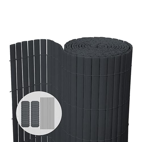 VOUNOT® Canisse en PVC Brise Vue Ultra Renforcé avec Attaches de Fixation Double Face pour Jardin Balcon et Terrasse Résistante à la Corrosion et aux Intempéries 90x300cm Gris