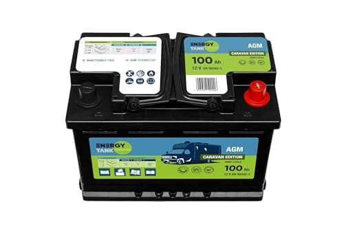 Batterie Camping Car 12V 100 Ah - Batterie AGM 100ah Car Mobile et Stationnaire - Batterie Decharge Lente Protégée Contre les Vibrations et les Chocs