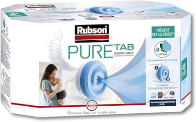 Rubson Recharges Pure Tab pour absorbeur d'humidité AERO 360° (4 x 450 g) – Recharges neutres anti-humidité & anti-odeur pour déshumidificateur – Recommandé par l'AFPRAL, Bleu