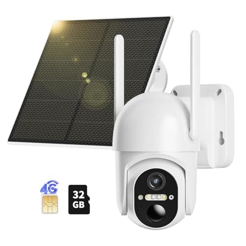 NUASI Caméra de Surveillance extérieure 4G LTE - Batterie avec Carte SIM et Carte mémoire de 32 Go - Caméra PTZ Solaire sans Fil 2K - sans Wi-FI - Pivote à 355°/100° - Vision Nocturne Couleur - Audio