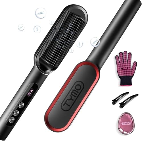 TYMO RING PLUS Brosse Lissante Pour Cheveux, Lisseur Cheveux Professionnel, 9 Réglages de Température, 120℃-210℃, Écran LCD, 20S Chauffe Rapide, Fers à Lisser Négatifs Ions, Double Tension