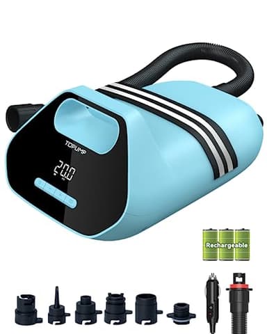 TOPUMP TPS300 Pompe à Air Sup Rechargeable 7800mAh, 20PSI Arrêt Auto, Inflation/Déflation Double Étape, Connecteur Voiture 12V DC. pour Sup, Tente Gonflable, Bateaux.