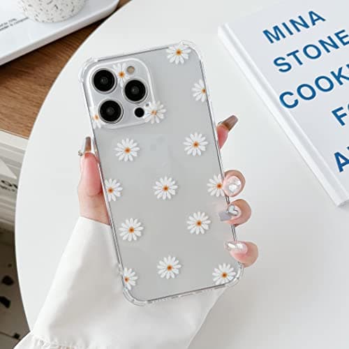 ZTOFERA Étui pour iPhone 13 Pro Max, Coque Transparente en TPU Souple avec Motif Marguerite, Protection Ultra-Mince en Gel de Silicone Anti-Rayures pour iPhone 13 Pro Max (6,7") - Marguerite