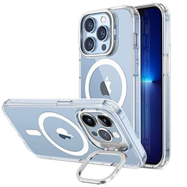 ESR Coque à Béquille Classic Compatible avec iPhone 13 Pro Max, Compatible avec MagSafe, Protection Militaire, Support Anneau pour Caméra Intégré, Dos en Acrylique Antirayure, Transparent