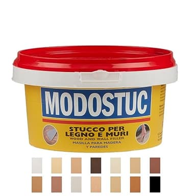 MODOSTUC Blanc - mastic professionnel en pâte prêt à l'emploi pour l'intérieur, idéal pour le bois et le mur à séchage rapide et adhérence parfaite (5 kg)