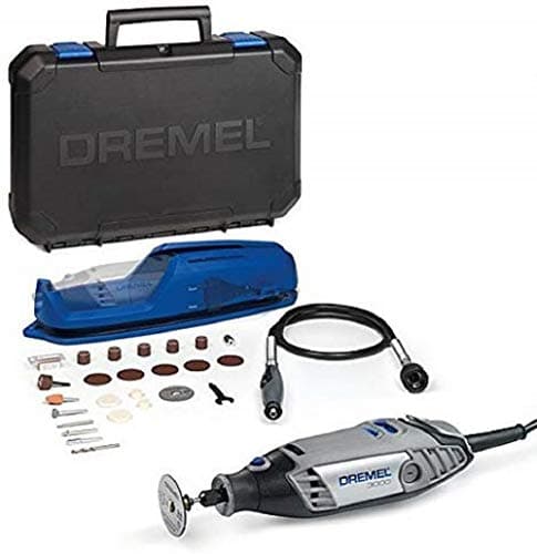 Dremel 3000 Outil Rotatif Multifonction 130W avec 1 Adaptation 25 Accessoires (Version Italienne) Vitesse 10000-33000 tr/min, Noir, Bleu, Argent