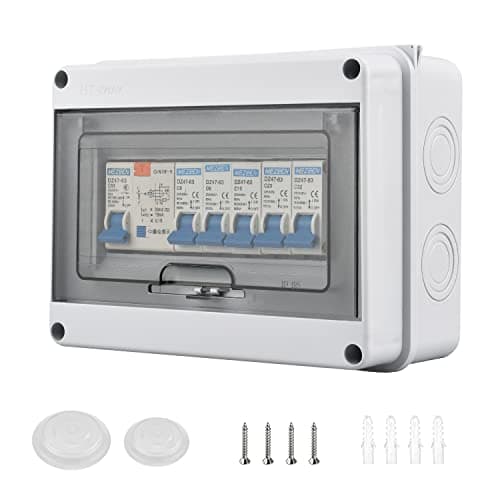 Boîte à Fusibles Apparente IP65, avec Interrupteur Pneumatique 5 Voies 2x6A+1x10A+1x20A+1x32A, Tableaux à Disjoncteurs Electriques 63A, pour Une Utilisation Intérieure et Extérieure