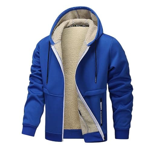 Veste d'hiver Chaude en Polaire pour Homme Veste De SurvêTement avec Capuche ÉLéGante Couleur Unie Fleece Veste De Transition Grandes Tailles Manteaux Blouson Thermique Travail Sport Sweat