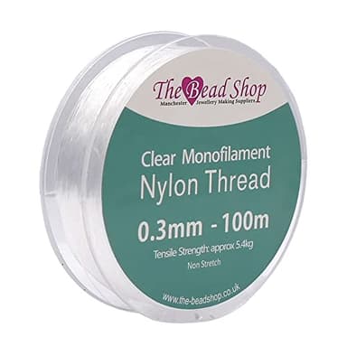 Fil de Nylon Transparent de 0,3 mm, Fil à Coudre Transparent, décoration à Suspendre, Non Extensible, résistance à la Traction d'environ 5,4 kg (Bobine de 0,3 mm à 100 m)