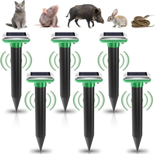 Lot de 6 répulsifs solaires anti-taupes : IP65 étanche - Répulsif solaire contre les campagnols - Répulsif à ultrasons pour la répulsif contre les taupes - Lutte contre les parasites pour le jardin
