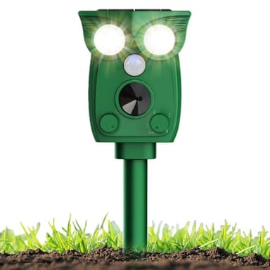 Répulsif Chat Ultrason, Solaire et USB Repulsif Chat, 4 Modes Répulsif Animaux Exterieur, Imperméable IP54 Répulsif à Ultrason savec Lumière LED pour Anti Chats Chiens Souris Ratons Animaux de Jardin