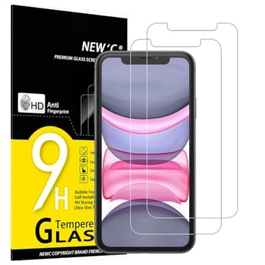 NEW'C Lot de 2, Verre Trempé pour iPhone 11 et iPhone XR, Film Protection écran - Sans Bulles d'air -Ultra Résistant (0,33mm HD Ultra Transparent) Dureté 9H Glass