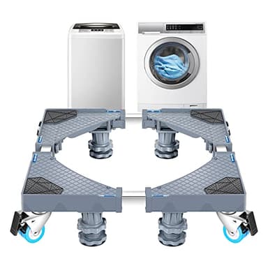 [en.casa] Base de Lave-Linge Sèche-Linge à Double roulettes Support pour Réfrigérateur Taille Ajustable Capacité de Charge 400 kg Acier Plastique Longueur Largeur 45-75 cm Hauteur 11-13 cm Gris
