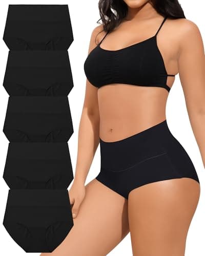 SECRET AROMA Lot de 5 Culottes sans Couture Femmes Taille Haute sous-vêtements Slip Elasticité Hipster Femme S-XXL