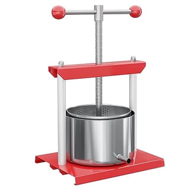 WilTec Presse à Fruits à vis – 180 x 180 x 115 mm – capacité 3 L – Double Cuve en Acier Inoxydable – Pressoir Manuel Facile à Nettoyer pour Moût de Pomme Poire Raisins Baies – Vin Cidre