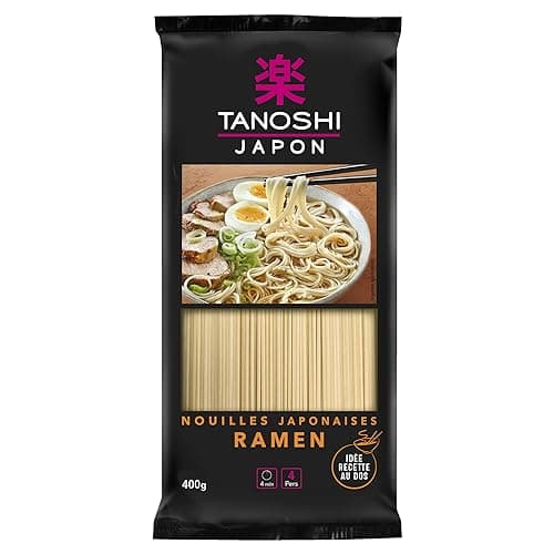 TANOSHI - Ramen à Cuire - Nouilles Japonaises - Pour 4 Personnes - Préparation en 4 min - 400 g