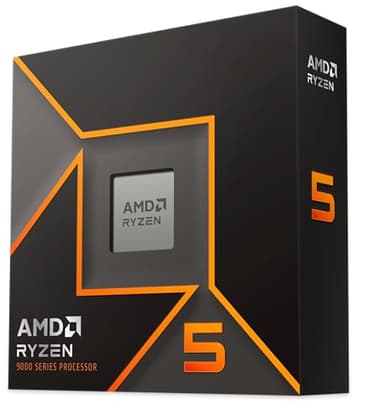 AMD Ryzen 5 9600X Processeur (Radeon Graphique Intégré, 6 Coeurs/12 Threads, 65W TDP, Socket AM5, Cache 38Mo, jusqu'à 5.4 GHz Fréquence Boost, Pas de Ventilateur)