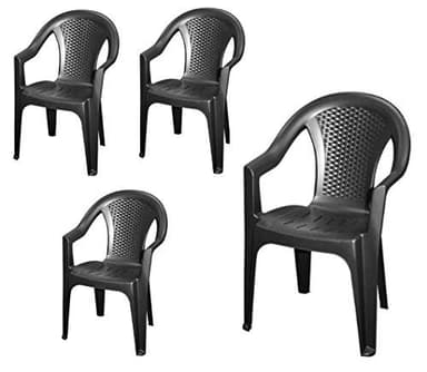 Chaise de jardin empilable, plastique effet rotin - Chaise empilable en plastique - 2 couleurs au choix 4 Stück - anthrazit gris