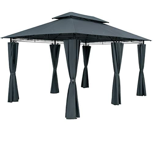 CASARIA® Pavillon de Jardin 3x4m Topas métal Hydrofuge Protection UV 50+ parois latérales Robuste tonnelle de Jardin extérieur pergola Tente Anthracite