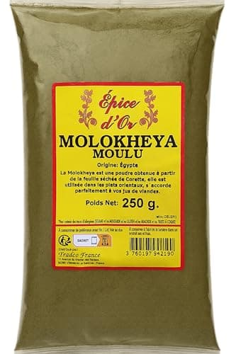 Molokheya Moulu 250g - Epice d'Or, 100% Naturel, Sans Additifs, Sans Arôme Artificiel, Sans Conservateur