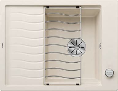 BLANCO ELON 45 S Évier en granit SILGRANIT blanc doux, Type de montage : montage par le haut, réversible, pour armoires inférieures de 45 cm de large, grand bassin, surface facile à nettoyer