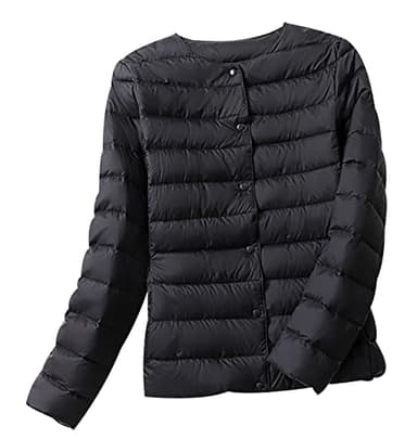 Doudoune Légère Femme Fine Hiver Packable Puffer Jacket Veste Matelassée Blouson Grande Taille Parka Duvet Plume Ultralight Imperméable Noir M