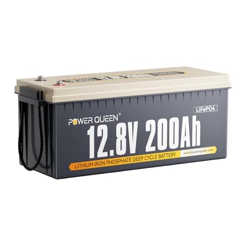 Power Queen Batterie Lithium 12V 200Ah, Batterie LiFePO4 Rechargeable avec BMS 100A, Pour Camping Car, Système Off-Grid, Bateau, Caravane, Solaire …