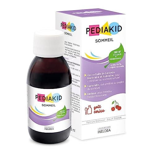 PEDIAKID - Sirop Sommeil - Complément alimentaire favorisant l’endormissement - Réduit les réveils nocturnes - Formule exclusive au Sirop d'Agave Lavande & Marjolaine- Goût Cerise - Dès 4 mois -125 ml