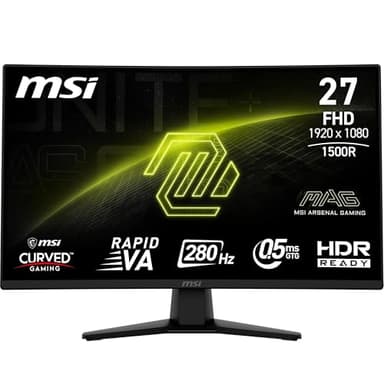 MSI MAG 274CXF écran Gaming incurvé FHD de 27" - Dalle Rapid VA 1920 x 1080 1500R, 280 Hz, 0,5 ms, HDR Ready, AMD FreeSync Premium, AI Vision, HDMI 2.0b, DP 1.2a, inclinable, Compatible VESA, Noir