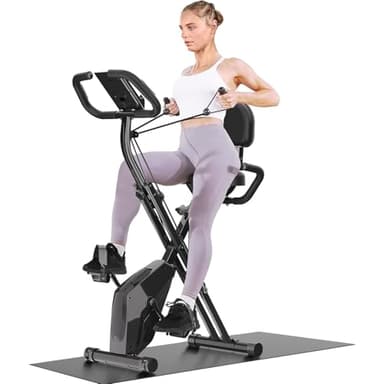 Botifly Vélo d'appartement pliable pour la maison 4 en 1 ergomètre pliable pour la maison, 150 kg, portée avec résistance magnétique réglable et écran LCD fitness bike avec capteurs à pulsation