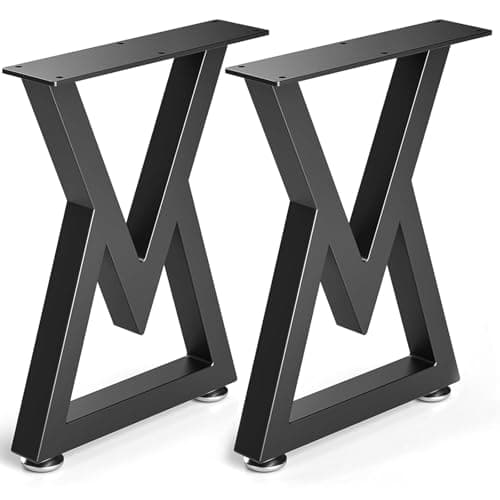 Likapop Lot de 2 pieds de table en métal noir - Robustes - En forme de V - Pour table basse, table à manger, bureau - 40 x 30 cm (H x l)