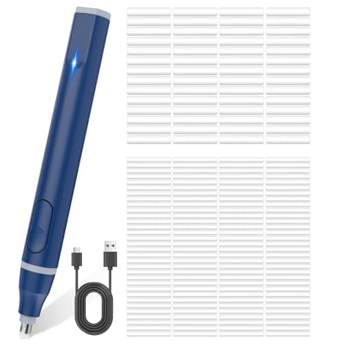 Cuteefun Gomme Electrique, USB C Gomme Électrique Rechargeable avec 220 Recharges de Gomme, 2 Tailles de Gomme, Gomme Électrique confortable pour Artistes, Étudiants, Croqueurs, Ingénieurs, Blue