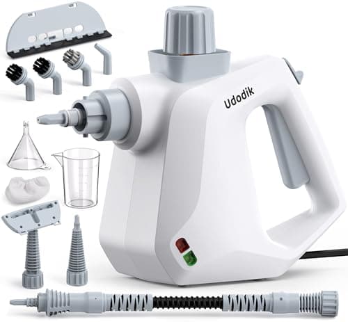 Udodik Nettoyeur vapeur portable pour la maison, multi-usages avec 10 accessoires pour tapis, rideaux, canapés, cuisine, punaises, salle de bain et plus encore