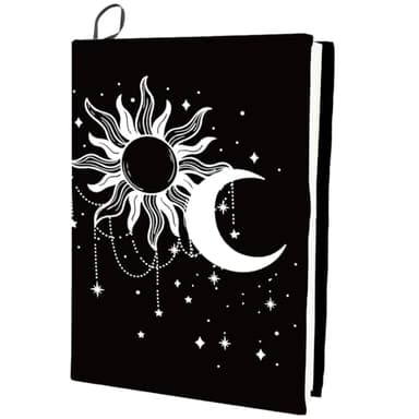 CRASPIRE Couverture de Livre Extensible Lune Soleil Étoile Lavable Réutilisable Grand Tissu en Nylon Polyester Protecteur de Livre 9.4x15.7 pouce Enveloppes Élastiques pour Cahier Convient