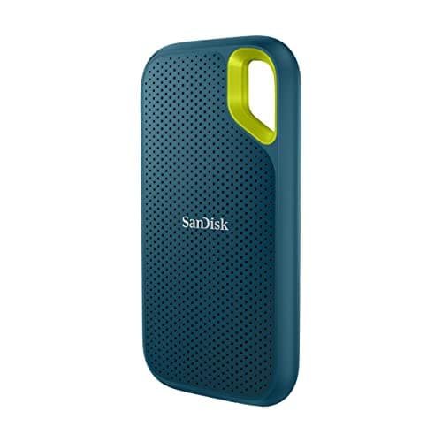 SanDisk Extreme Disque SSD Externe 2 To (Portable NVMe SSD, jusqu'à 1050 Mo/s en lecture, 1000 Mo/s en écriture, USB-C, Résistance à la poussière et à l'eau classée IP65, Mousqueton pratique)Monterey