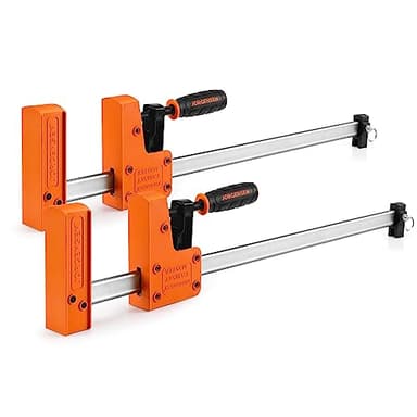 JORGENSEN Jeu de 2 Serre-joints à une Main en Acier et Nylon pour une Fixation Précise, Largeur de Serrage de 600 mm, Force de Serrage Maximale de 680 kg, Plage d'Étirement jusqu'à 770 mm