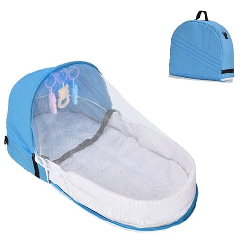 Lit de Voyage Portable pour Bébé, Berceau de Voyage Pliable Avec Moustiquaire, Auvent et Jouets, Lit de Voyage pour Bébé, Lit Bébé Pliable de Voyage, Lit Bébé Pliable, pour Nouveau-Né de 0 à 10 Mois