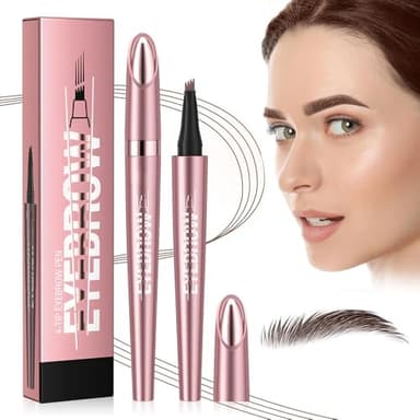 3D Magique Crayon à Sourcil imperméable avec 4 pointes de fourchette, 2024 Nouveau micro crayon à sourcils, crayon à sourcils crée sans effort des sourcils d'apparence naturelle (2# Marron foncé)